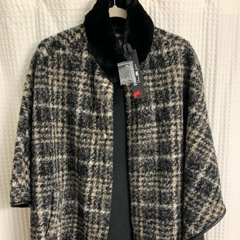 NEW Parasuco Cape Poncho Cloak Overcoat So Soft & Warm w/Pockets!  Size S/M